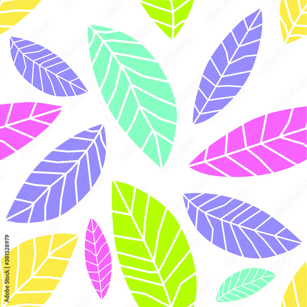 Fototapeta premium seamless pattern colorful leaf with white background