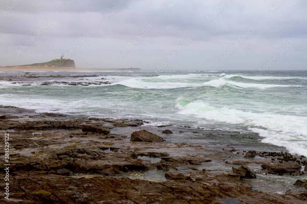 Nobby's lighthouse on a dull day, Newcastle, NSW, Australia