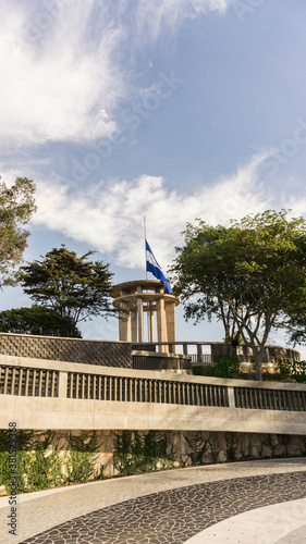 Honduras flag in peace monument in Juana Laines park Tegucigalpa Honduras Central America