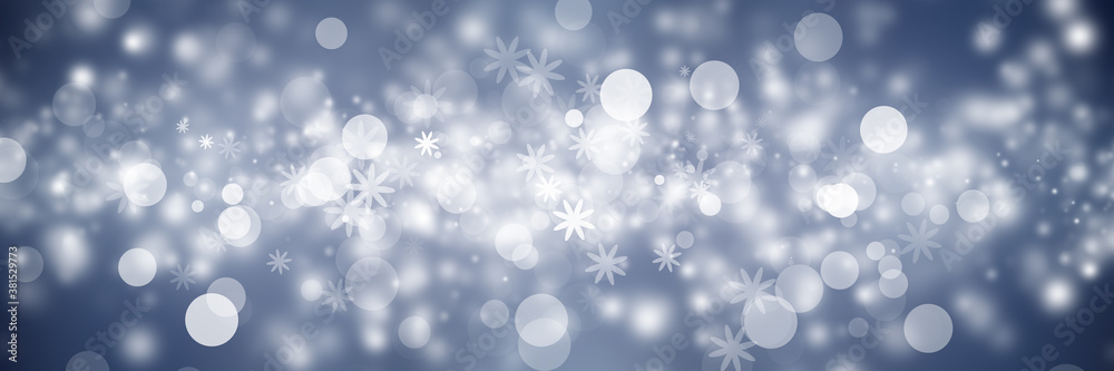 Fototapeta premium white bokeh blur background / Circle light on blue background / abstract light background