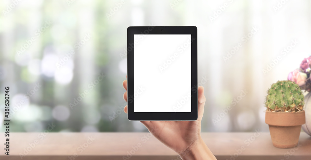 Hands holding tablet touch screen Hands holding tablet touch screen