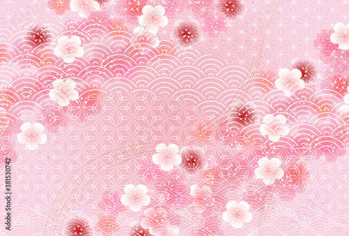 梅　年賀状　和柄　背景