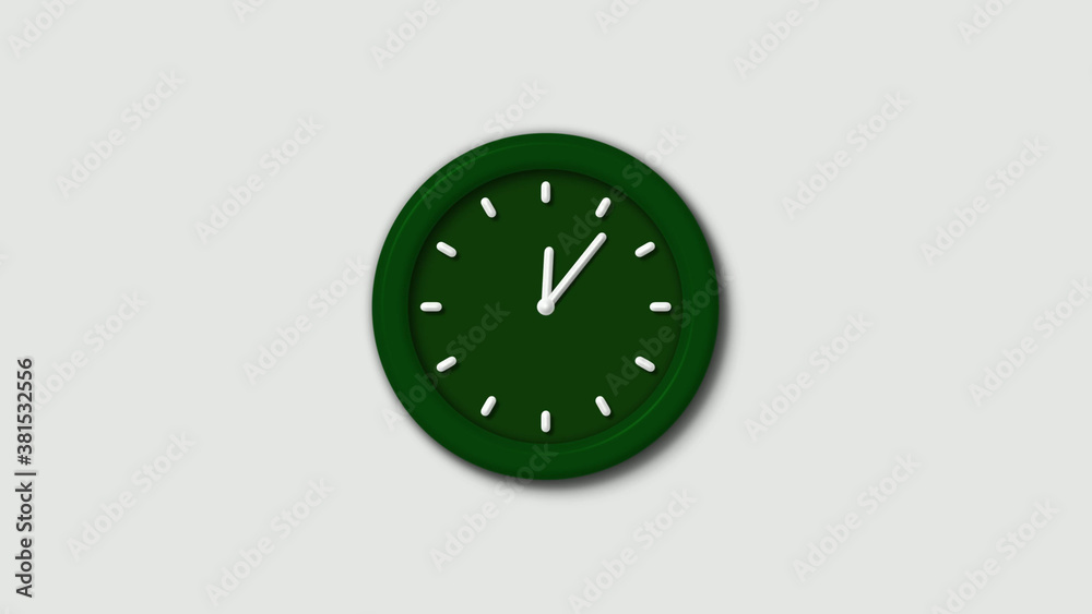 New green dark 3d wall clock isolated on white background New green dark 3d wall clock isolated on white background