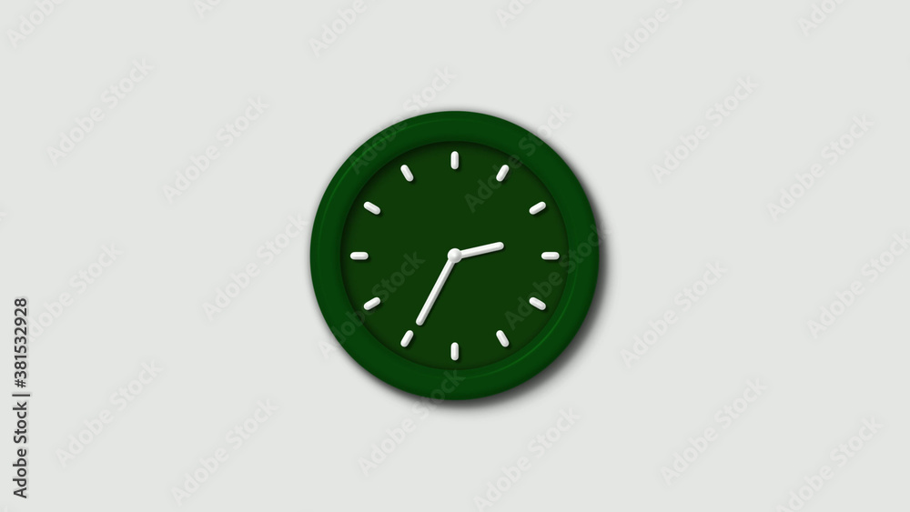 New green dark 3d wall clock isolated on white background New green dark 3d wall clock isolated on white background