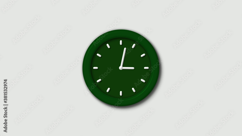 New green dark 3d wall clock isolated on white background New green dark 3d wall clock isolated on white background