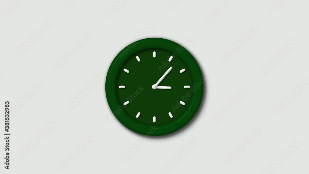 New green dark 3d wall clock isolated on white background New green dark 3d wall clock isolated on white background