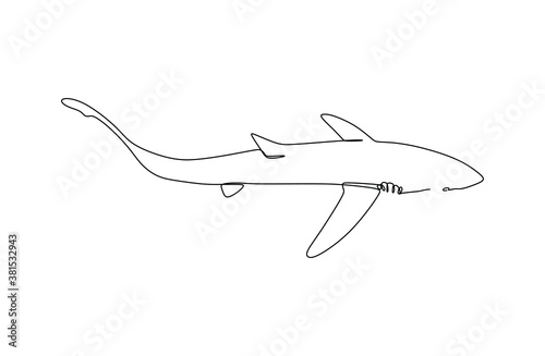 Shark - Continuous one line drawing.