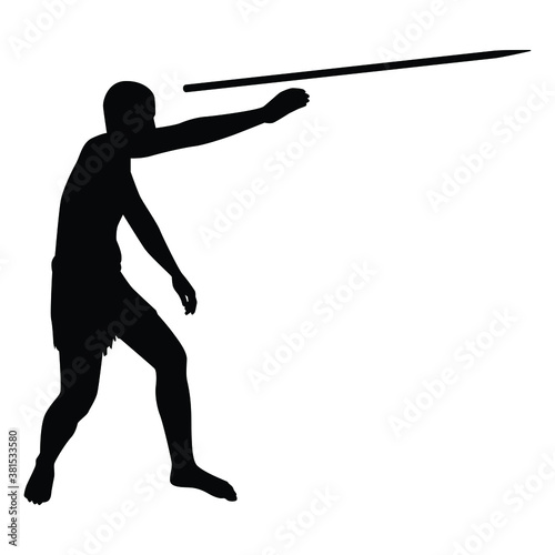 Forest man with spear silhouette vector