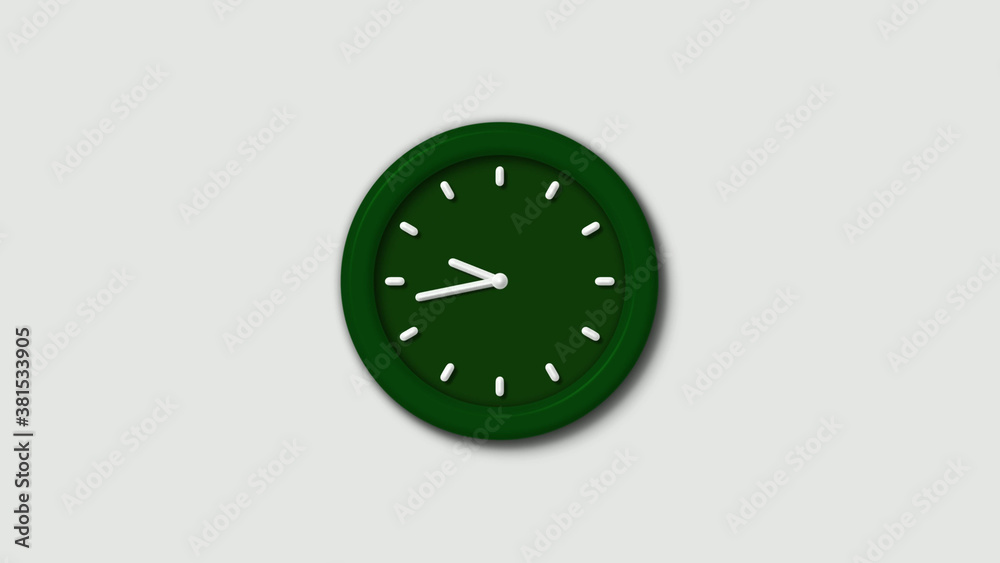 12 hours 3d wall clock on white background,Green dark 3d wall clock isolated 12 hours 3d wall clock on white background,Green dark 3d wall clock isolated