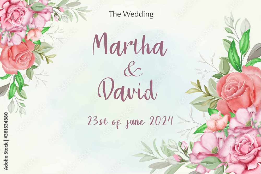 Obraz Elegant watercolor wedding invitation background