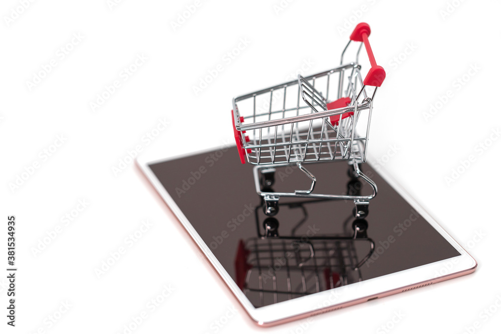 Ideas about online IT shopping addiction on white background
