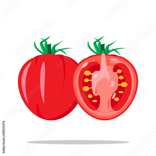 tomato and half flat design simple icon  isolated stock vector