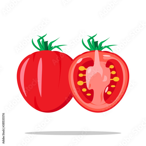 tomato and half flat design simple icon, isolated stock vector