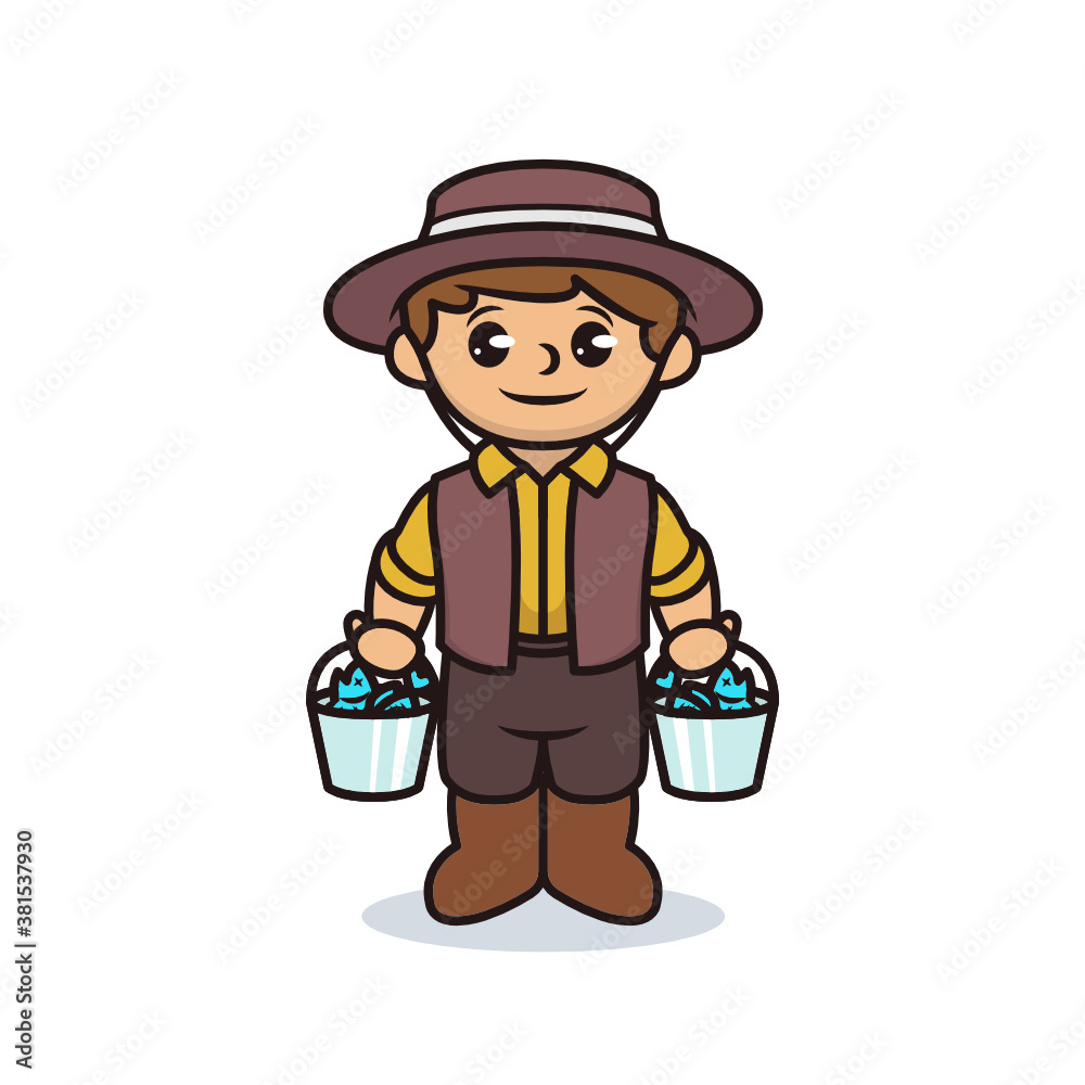 Boy with fisherman brown costume design