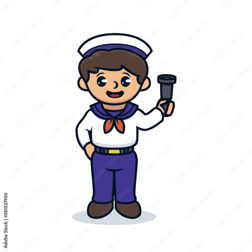 Cute boy with ship sailor costume mascot design