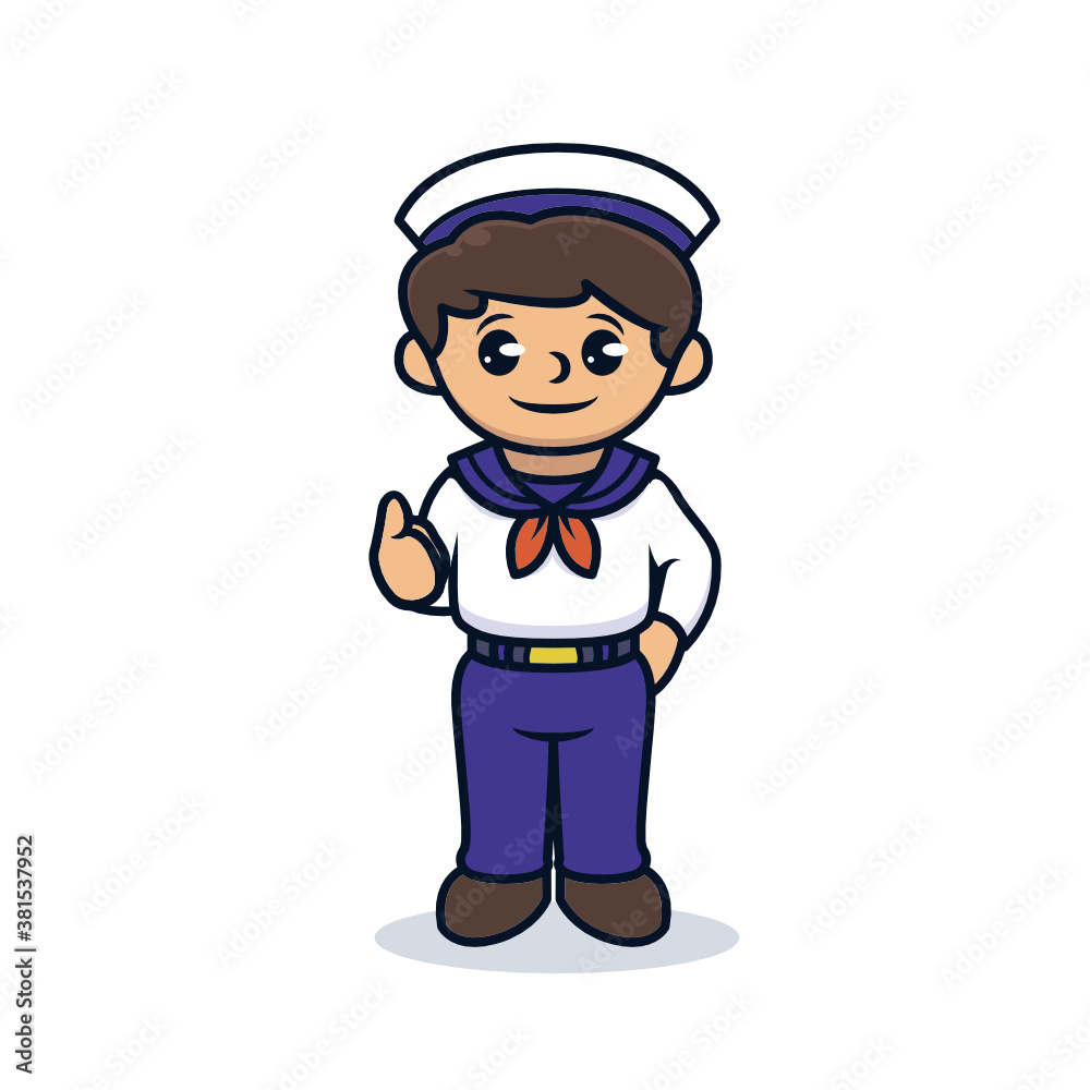Cute boy with ship sailor costume mascot design