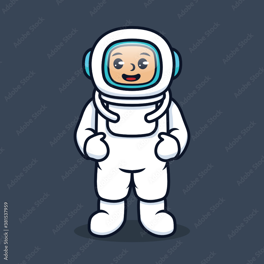 cute boy with a white astronaut costume mascot design