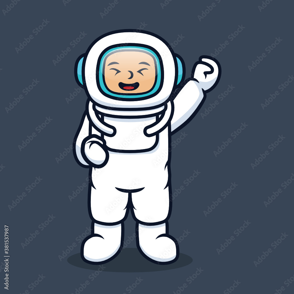 cute boy with a white astronaut costume mascot design cute boy with a white astronaut costume mascot design