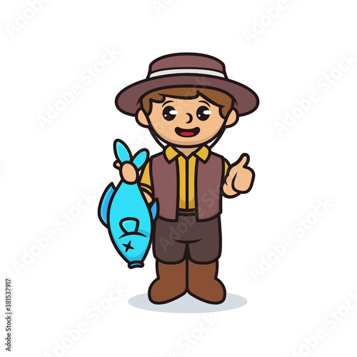 Boy with fisherman brown costume design