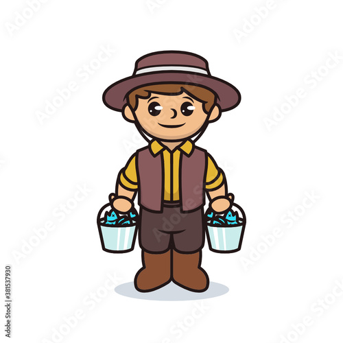 Boy with fisherman brown costume design