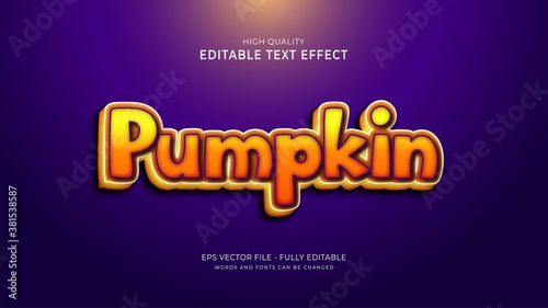 pumpkin font style effect. editable cartoon text style effect