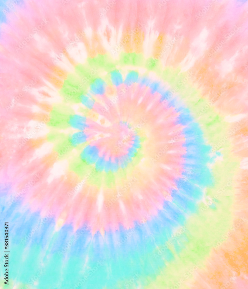 Spiral tie dye background. Swirl tie-dye pattern. Hippie boho