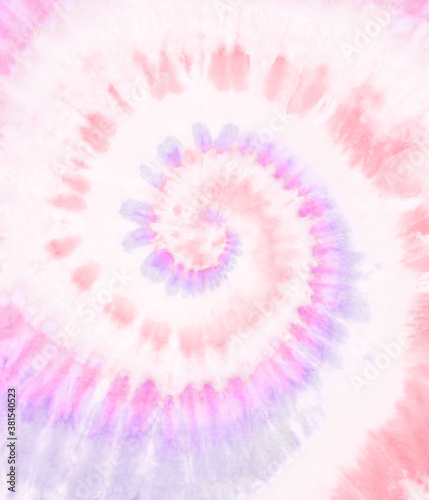Pastel spiral tie dye wallpaper. Swirl tiedye background in pink purple and orange. Boho hippie tie-dye pattern.
