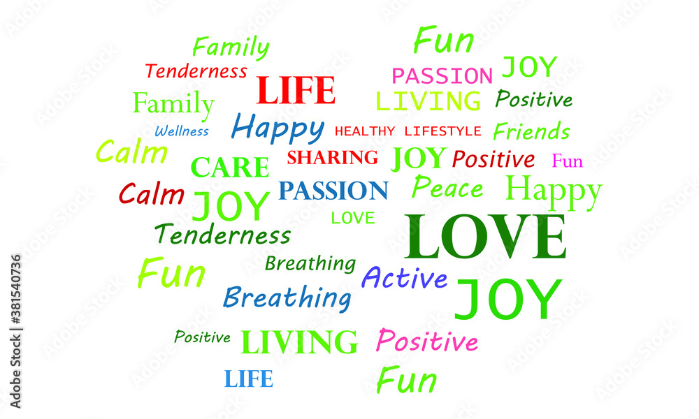 Fototapeta premium happy life word cloud, creative business concept 