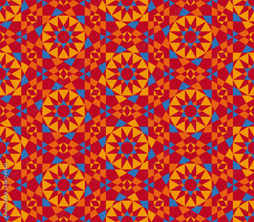 Arabic mosaic seamless pattern in 5 colors. Arabic style digital tapestry, textile print. Arabic mosaic seamless pattern in 5 colors. Arabic style digital tapestry, textile print.