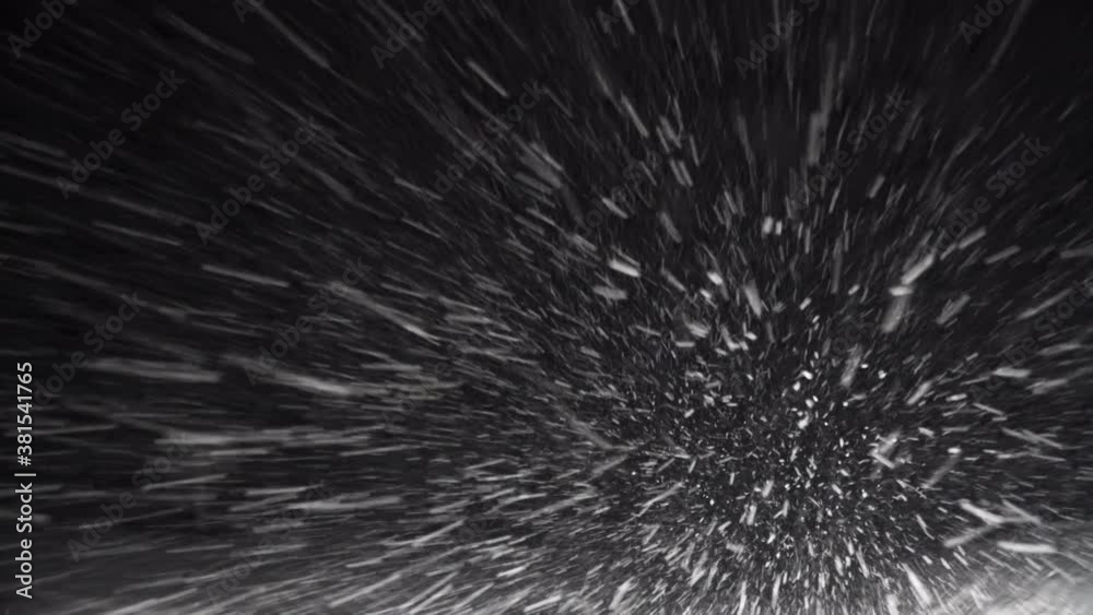 Snow falling Large and Small Snowflakes Winter Storm Blizzard Car Driving on a Night Snowy Road Through a Blizzard Snow Storm POV Windshield View