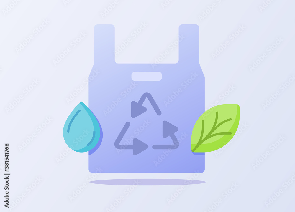 co friendly concept droplet water leaf shopping bag recycle white isolated background with flat style co friendly concept droplet water leaf shopping bag recycle white isolated background with flat style