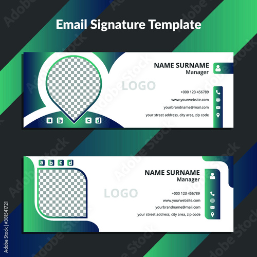 Professional Email Signature Templates. Official business visit cards for webmail user interface. Business uix for corporate or personal webmail vector web design projects. photo