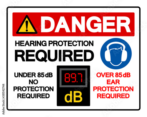 Danger Hearing Protection Required Symbol Sign,Vector Illustration, Isolate On White Background Label. EPS10