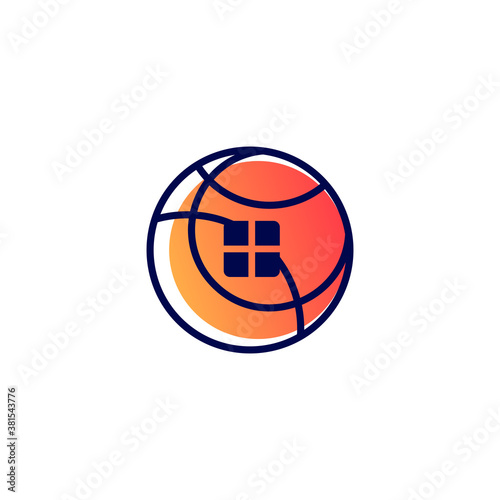 home and basketball logo design