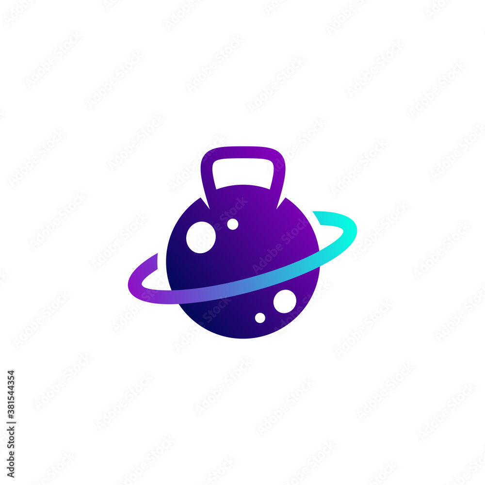 kettlebell and planet logo design kettlebell and planet logo design