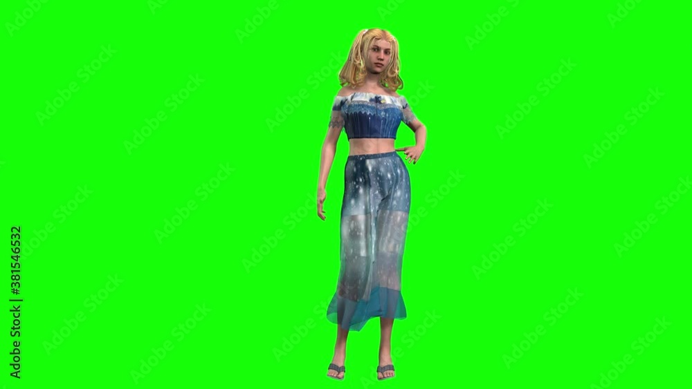 3d animations of two scenes with different avatar attractive girls in colourful clothes. the first stands, talks and walks, the second poses and talks. 3d animations of two scenes with different avatar attractive girls in colourful clothes. the first stands, talks and walks, the second poses and talks.