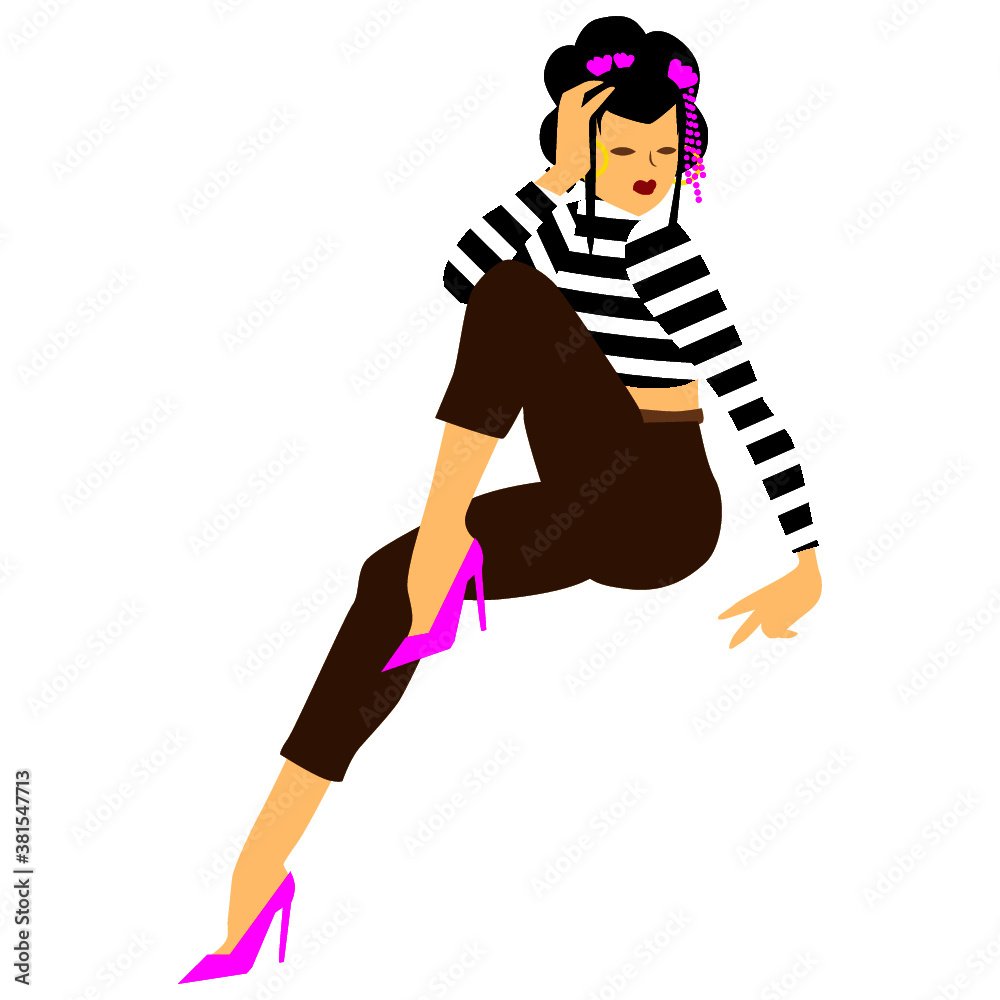 Japanese Pin up girl Stock Vector Adobe Stock