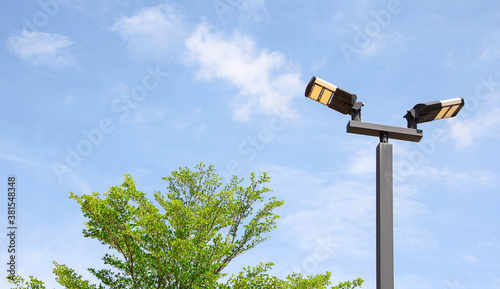 Outdoor LED Lighting. Solar panel street light.