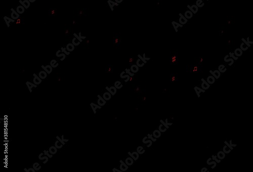 Dark Red vector template with musical symbols.