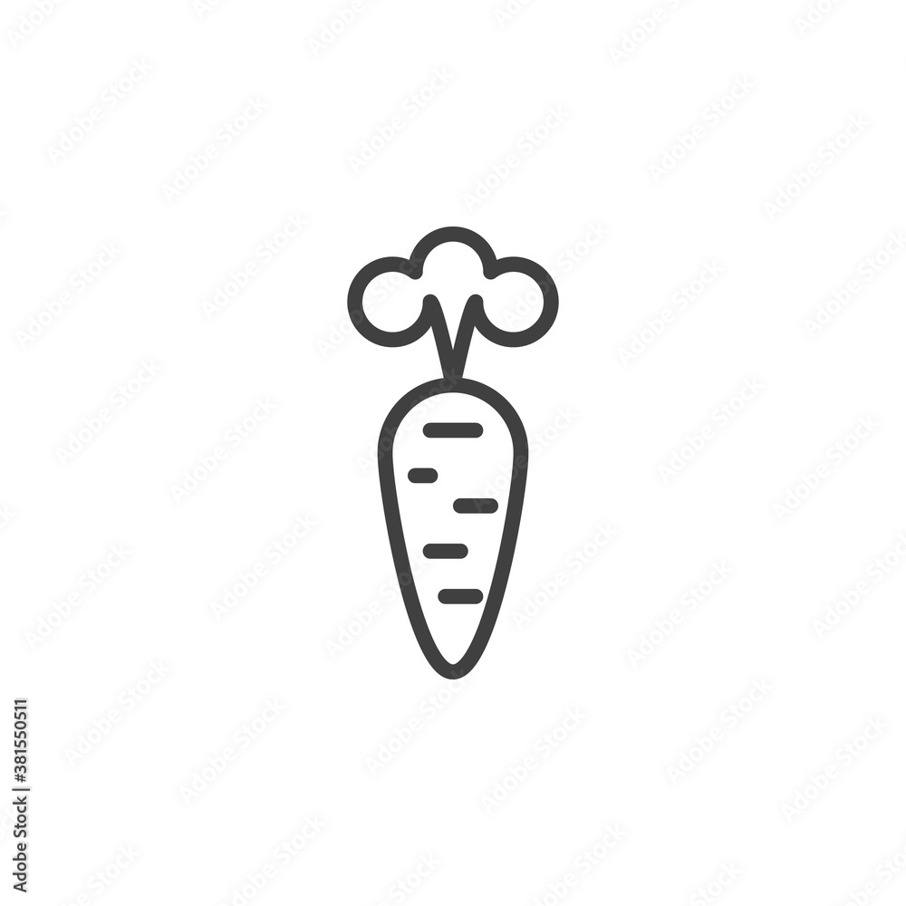 Carrot vegetable line icon. linear style sign for mobile concept and web design. Carrot harvest outline vector icon. Symbol, logo illustration. Vector graphics Carrot vegetable line icon. linear style sign for mobile concept and web design. Carrot harvest outline vector icon. Symbol, logo illustration. Vector graphics