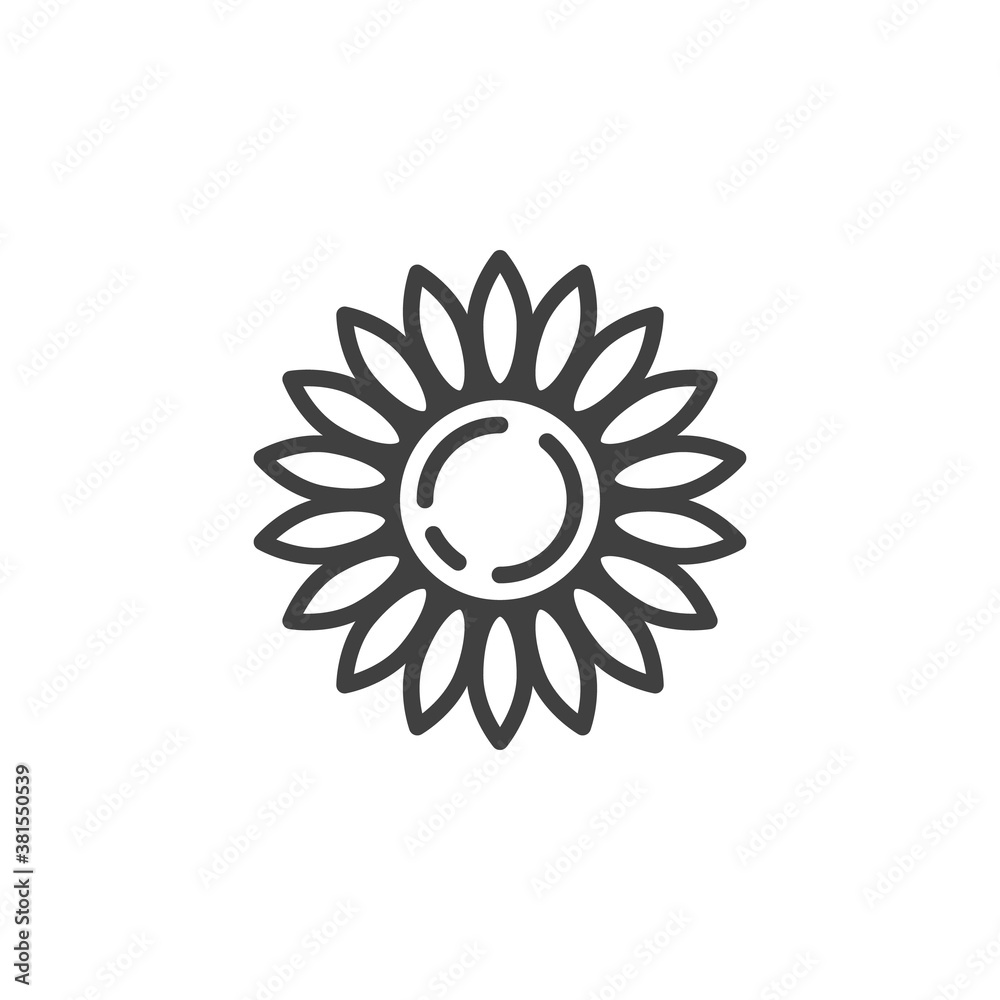 Chamomile flower line icon. linear style sign for mobile concept and web design. Chamomile petals outline vector icon. Symbol, logo illustration. Vector graphics