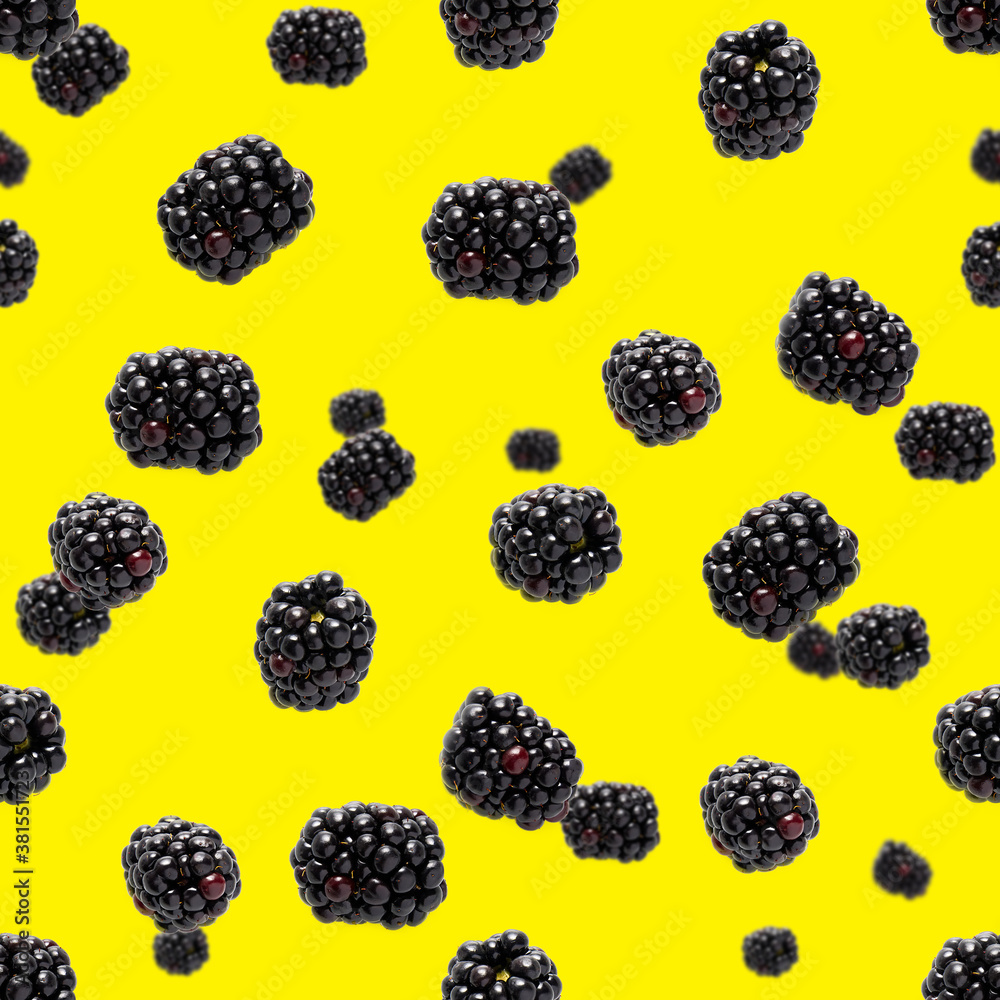 custom made wallpaper toronto digitalFalling Bramble Seamless pattern. Fresh Falling blackberry seamless pattern. Pattern with fresh wild berries isolated on yellow background.