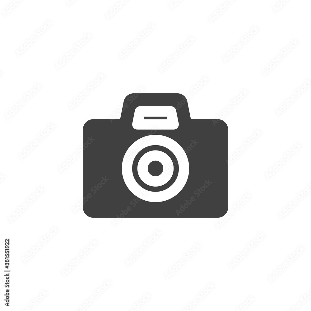 Photo camera vector icon. filled flat sign for mobile concept and web design. Photography camera glyph icon. Symbol, logo illustration. Vector graphics