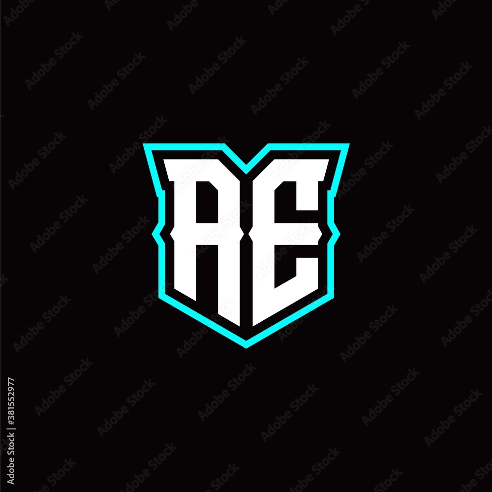 A E initial letter design with modern shield style A E initial letter design with modern shield style