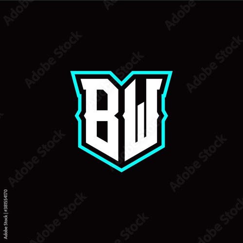 B W initial letter design with modern shield style