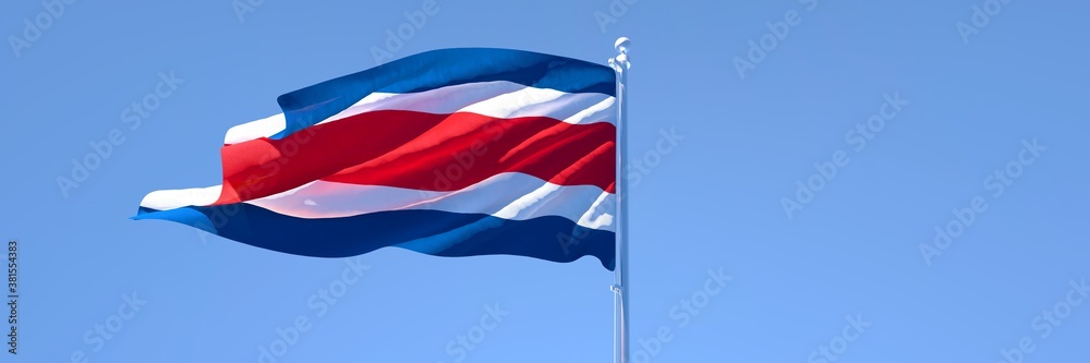 Naklejka premium 3D rendering of the national flag of Costa Rica waving in the wind