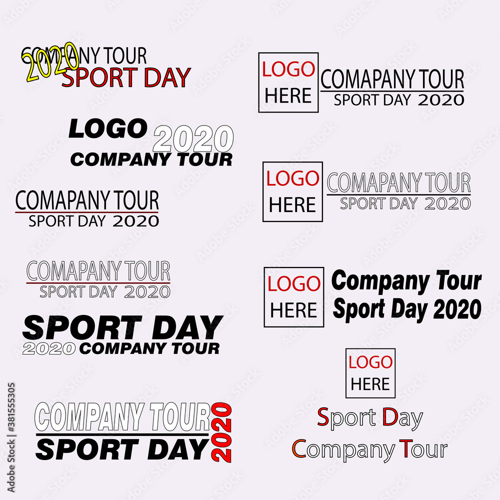 Logo and text for presenting the Company Tour and Sport Day vrious styles.