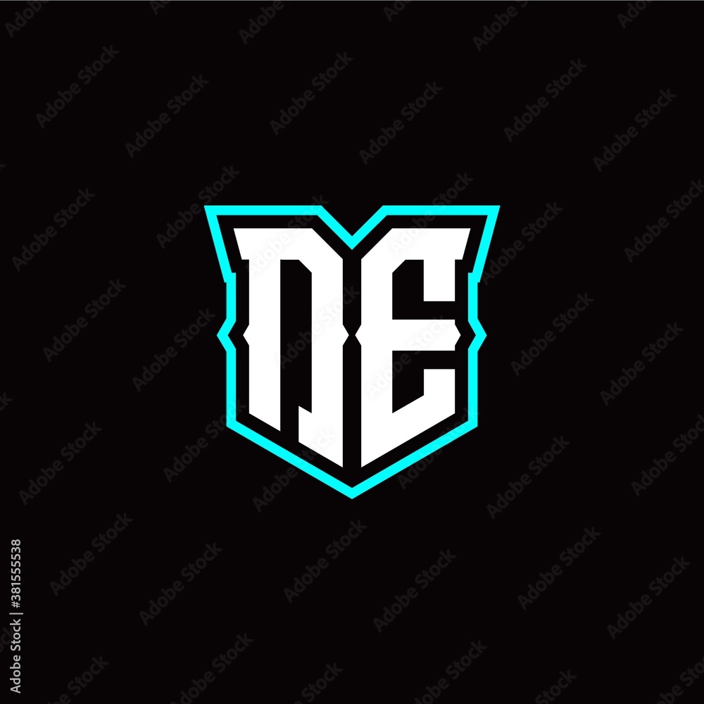 D E initial letter design with modern shield style D E initial letter design with modern shield style