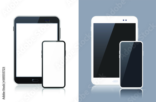 Set of Black and White Technological Gadgets . Isolated Vector Elements