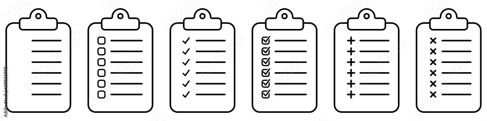 Set of clipboard with checklist icon